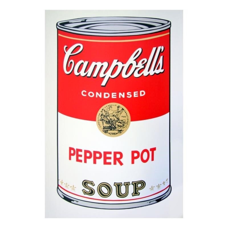 ANDY WARHOL CAMPBELLS’ Pepper Pot SOUP I Can SUNDAY B.MORNING Pop Art