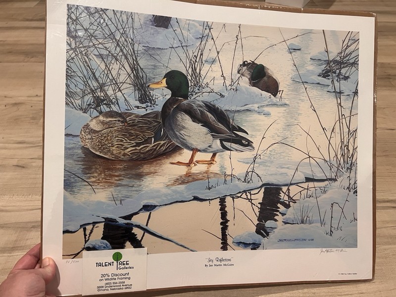 Jan Martin McGuire Mallard Duck Print Signed Numbered “Icy Reflections” 1988