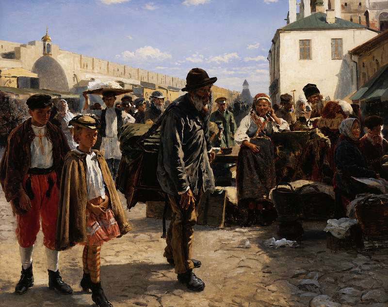 Vladimir Makovsky Organ Grinder 1879 Street Scene Fine Art Print 17"x22"