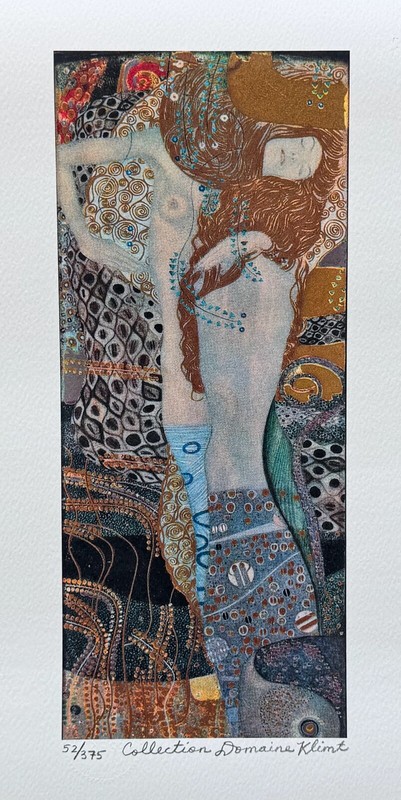 Gustav Klimt WATER SERPENT Estate Signed Limited Edition Giclee 16" x 12" gallery