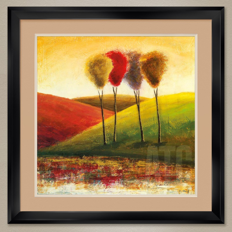 32W»x32H»: ENDLESS HILLS I by MIKE KLUNG TREES HILLS DOUBLE MATTE, GLASS & FRAME