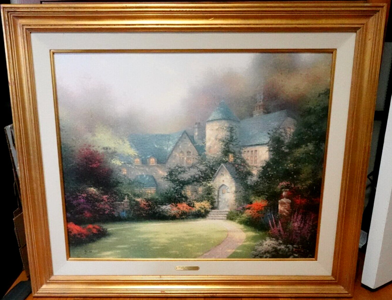 THOMAS KINKADE "BEYOND AUTUMN GATE" HAND SIGNED IN INK LARGE CANVAS LITHOGRAPH gallery