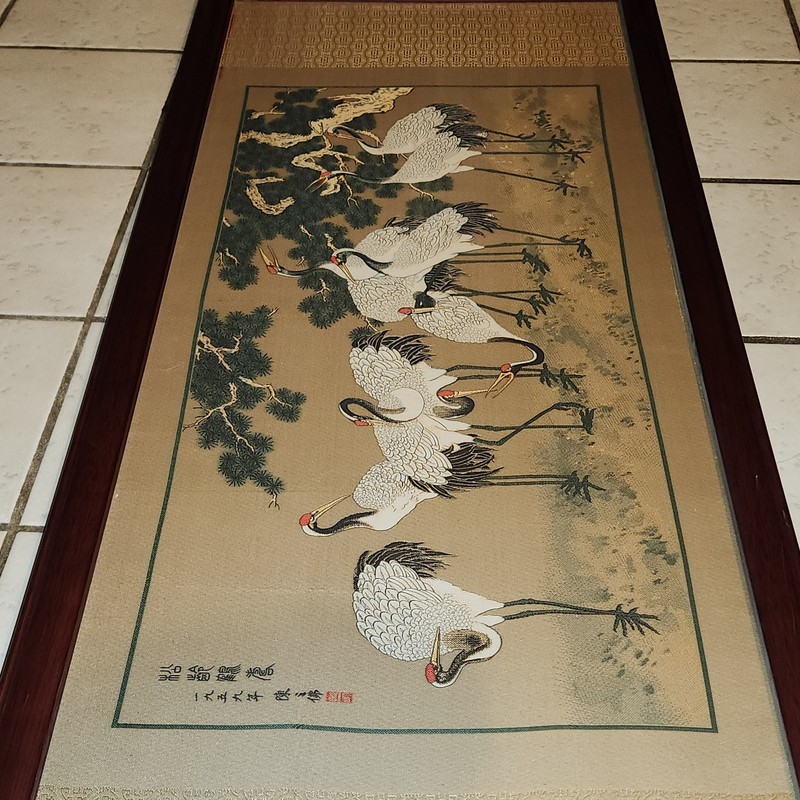 Chinese Original Textile Woven Panel Signed Chen Zhifo Matted 42"x18½" In Style gallery