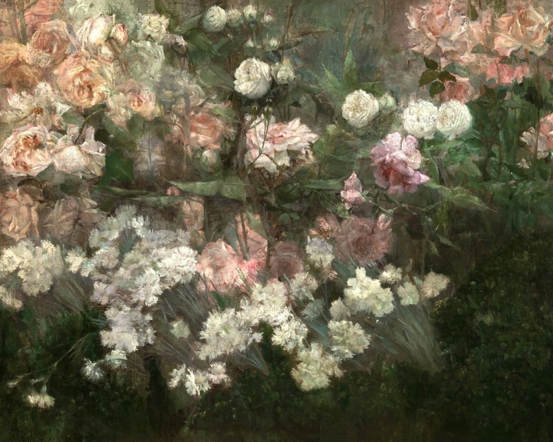 1800s Flower Garden Abstract Painting Giclee Print on Fine Art Paper