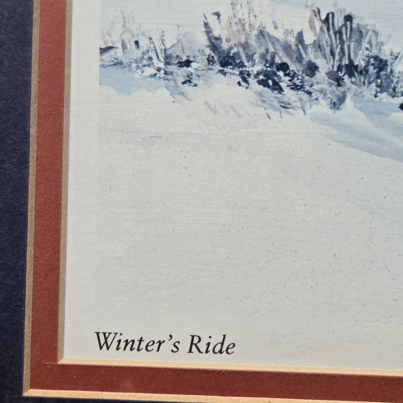 Ed Posa "Winter’s Ride" Framed Native American Art Print Signed 24" x 15.5" gallery