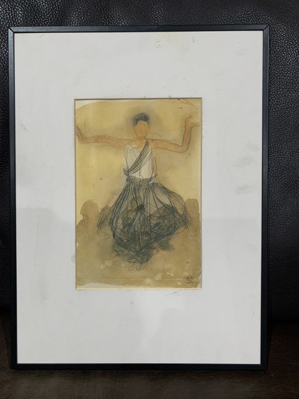 Auguste Rodin Cambodian Dancer Framed Offset Lithograph 16″ x 12″