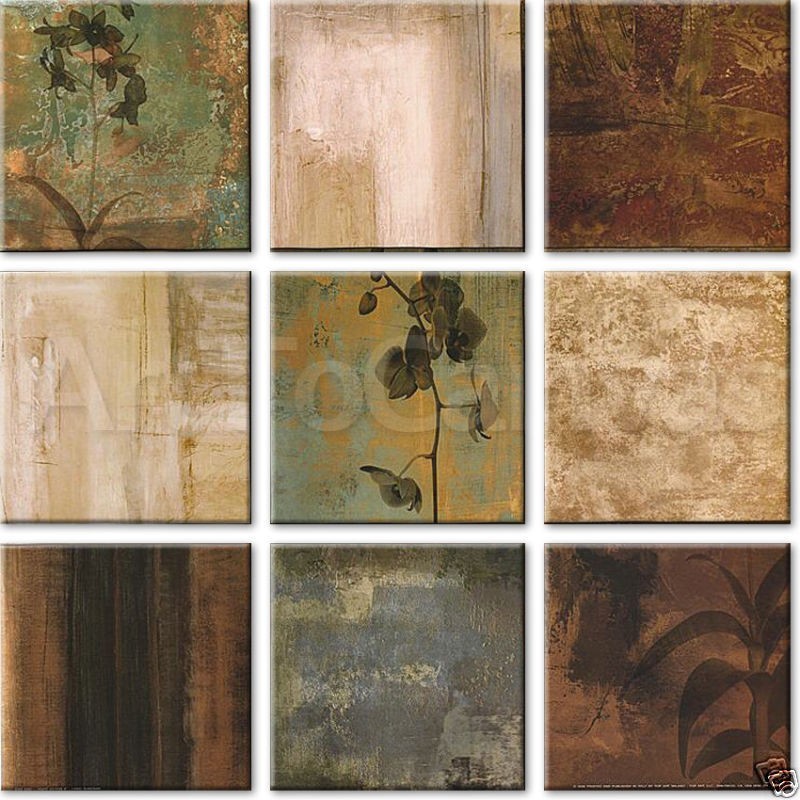 12W"x12H" each RIGHT ACTION II by CHRIS DONOVAN - OVERALL 36Wx36H 9PC SET CANVAS