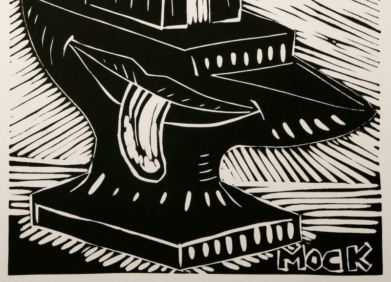 Richard Mock, Anvil, Linocut on BFK Rives, signed, titled, numbered and dated in gallery
