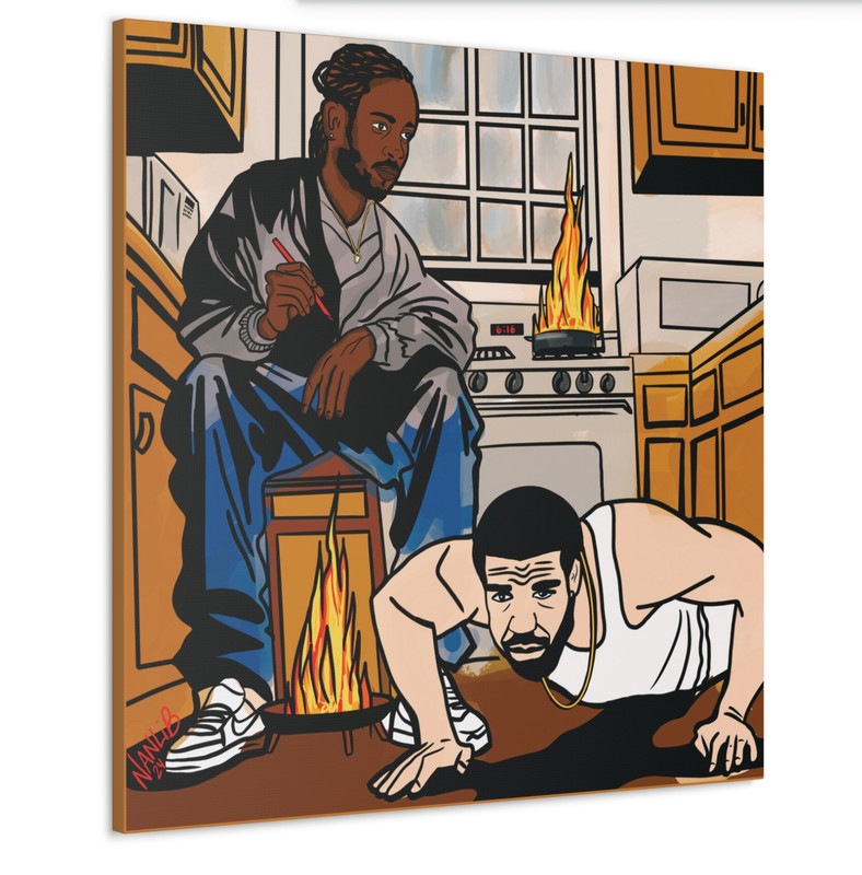 Rap Battle Art Print 12×12 Hip Hop Rivalry Wall Art Music Culture Illustration