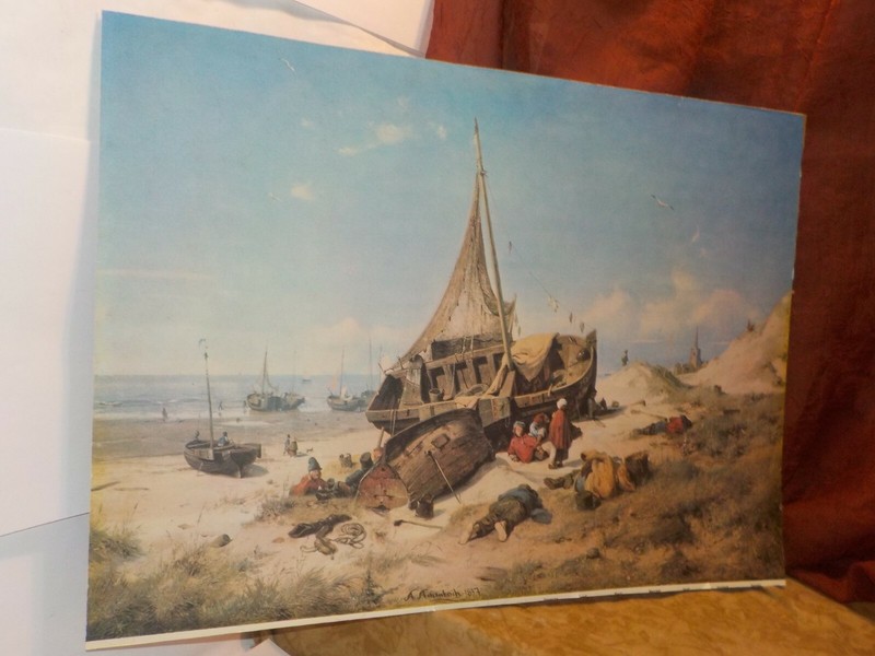 Antique Lithograph Andreas Achenbach Printed in France Large 14x19" Thick Paper gallery
