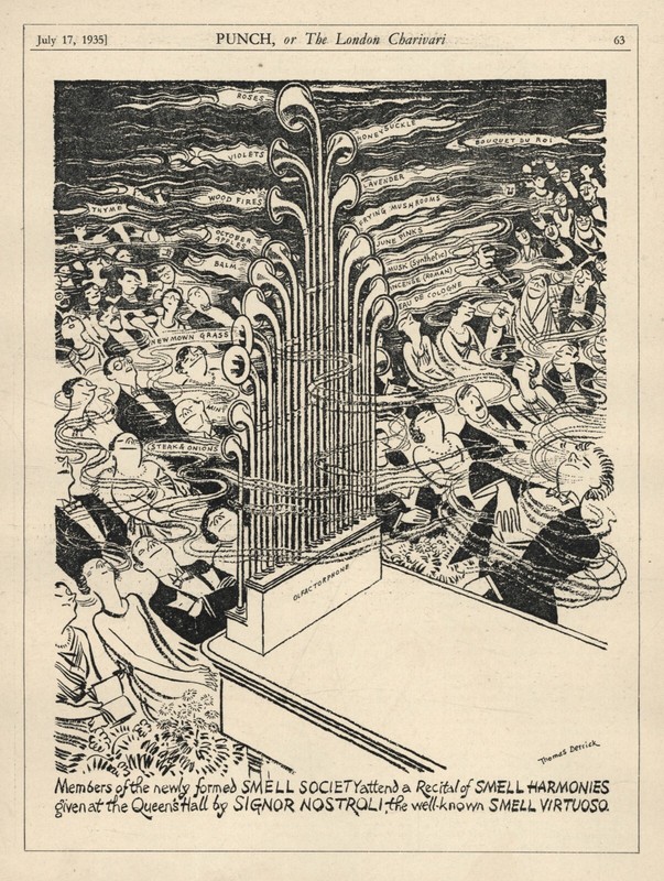 THE SMELL SOCIETY – Unique 1935 Vintage Punch Cartoon – ORGAN-LIKE INSTRUMENT.