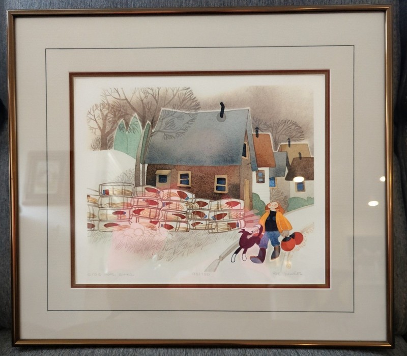 Framed Limited Edition Print Signed And Numbered Rie Munoz «Crab Pots, Sitka»