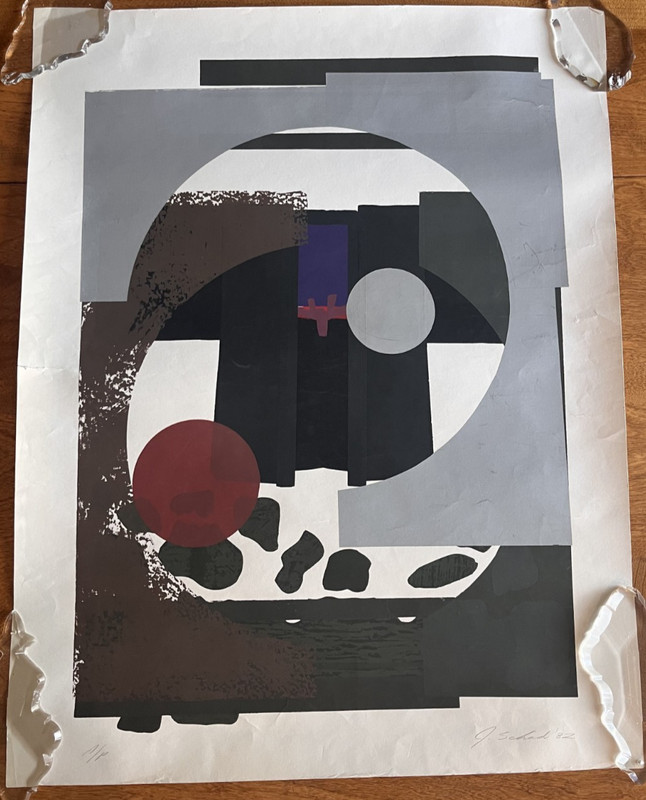 Artist Proof Signed Abstract Serigraph Geometric Shapes J. Schad 1982