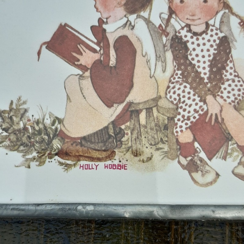 Vintage Holly Hobbie Framed Picture Wall Art With Stained Glass Frame Americana gallery