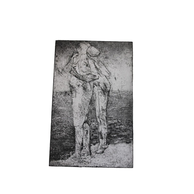 VINTAGE Letterpress Print Susan Wohl Signed Black White 90623