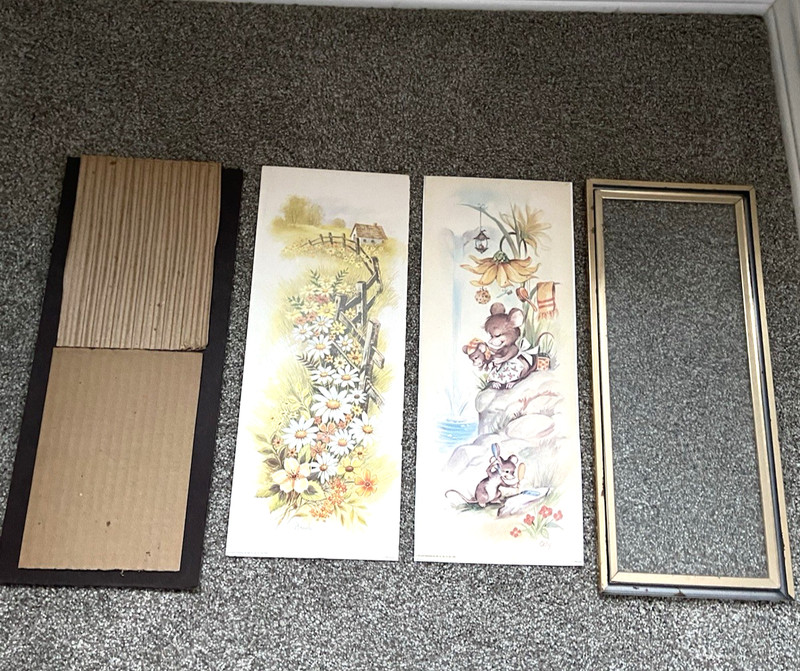 Vintage Kitsch Art Coby Mice Bathing Bathroom Print Anthropomorphic Framed 16x7 gallery