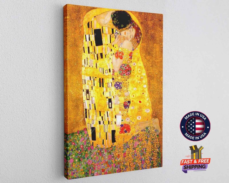 The Kiss Gustav Klimt Reproduction Wall Art Canvas Décor Art Print Room