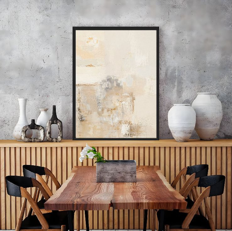 Minimalist Abstract Textured Wall Art Earthy Neutral Canvas Framed Decor gallery