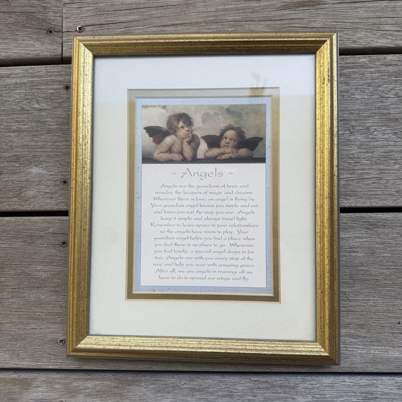 Framed Raphael’s Celestial Angels Whimsey Goth Art Gold Framed 8×10 Y2K 90s