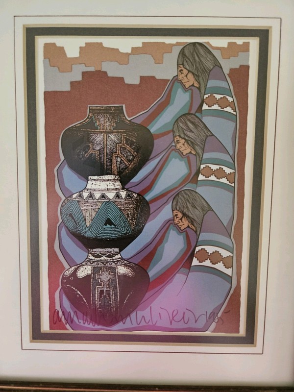 Amado Maurilio Pena VTG 1985 Southwestern Hand Signed Framed Print 11.5" X 9.5" gallery