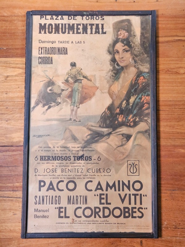 Vintage 1970’s Original PLAZA DE TORES Spanish Bullfighting Poster Paca Camino