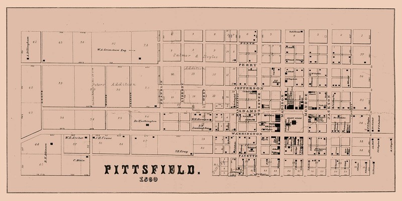 1860 Map of Pittsfield Pike County Illinois