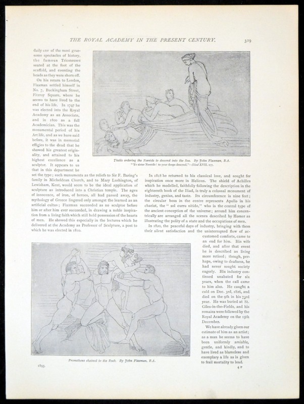 PROMETHEUS CHAINED TO THE ROCK & THETIS ORDERING THE NEREIDS 1893 PAGE