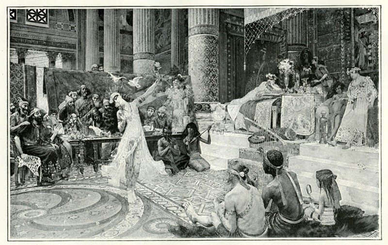 Salome Dancing Before King Herod, bible illustration 1892 vintage art print
