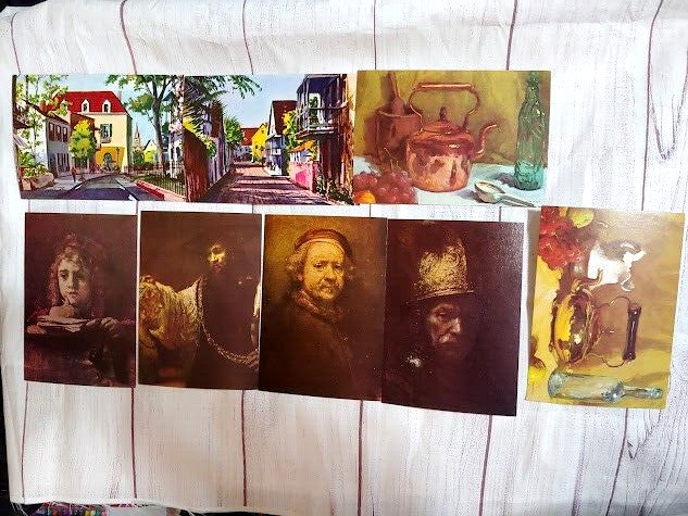 1960s Litho in USA Art Print Lot of 8 5×7 inch vintage Set