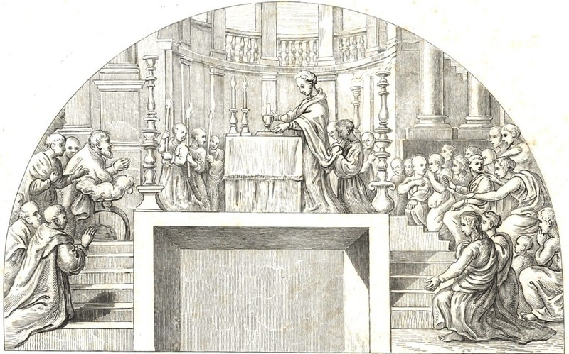 RAPHAEL ETCHING MIRACLE AT BOLSENA 1866 RENAISSANCE OLD MASTER ART PRINT