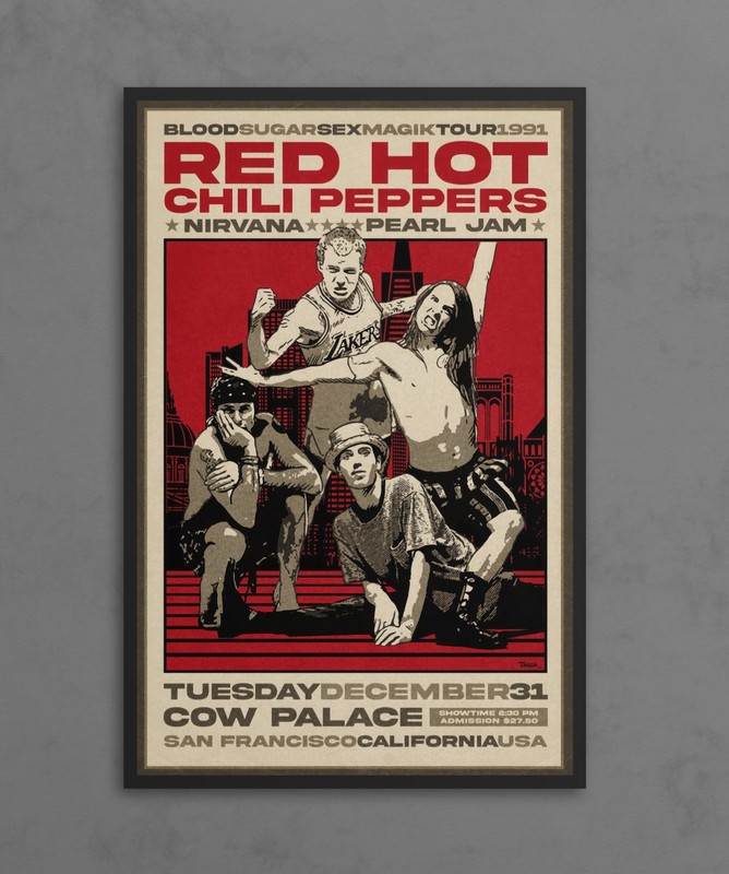 Red Hot Chili Peppers 1991 Tour Poster Art Print – Blood Sugar Sex Magik Era gallery