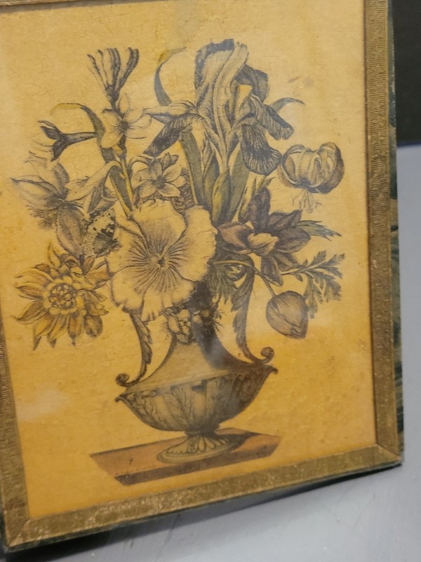 Antique/Vintage Floral still life Bouque Sepia In Brass Frame Signed N. Robert gallery