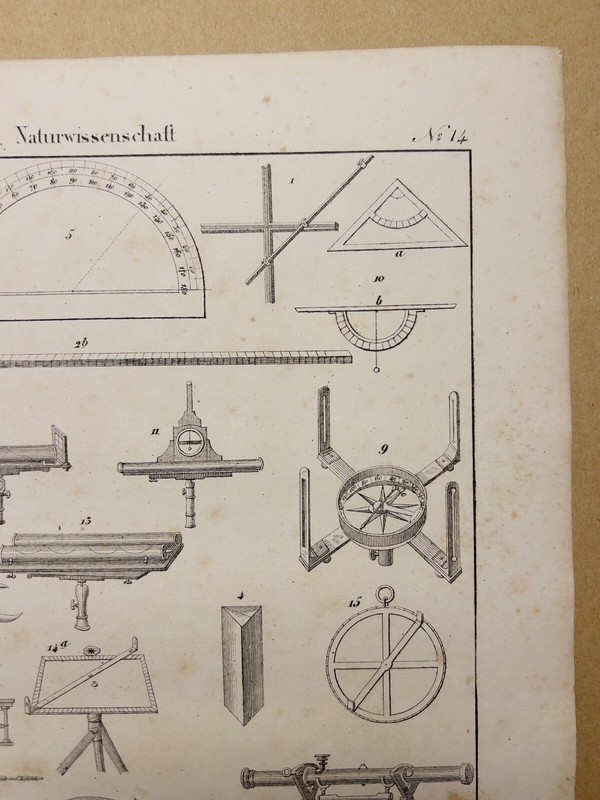 ANTIQUARIAN LITHOGRAPH 1833 PHYSICS MATHEMATICS GEOMETRY INSTRUMENTS UNTRABTH gallery