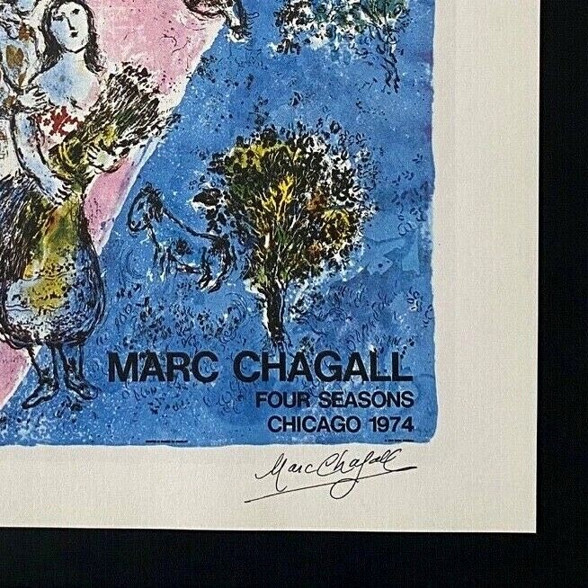 MARC CHAGALL | ORIGINAL VINTAGE 1975 | SIGNED PRINT | MOUNTED IN 11X14 BOARD gallery