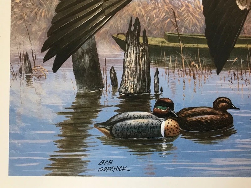 Bob Sopchick “A Late Start” Signed Print 1991 Green-Winged Teal Ducks Unlimited gallery