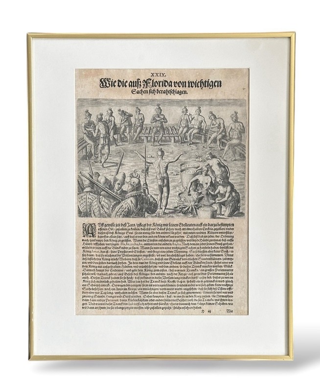 Theodore de Bry engraving Proceedings of the Floridians Timucua Florida