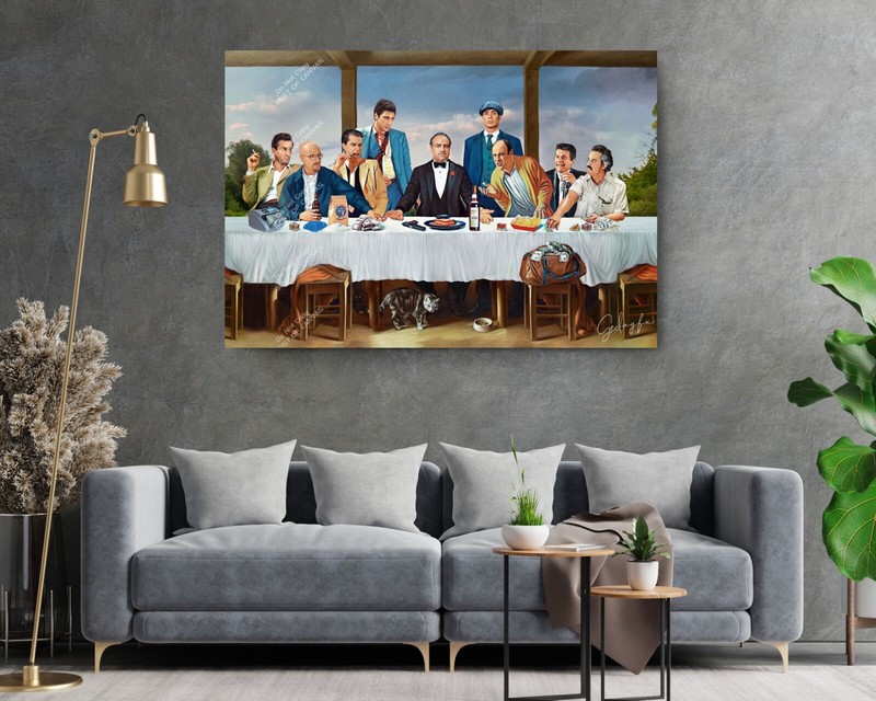 Last Supper Mafia Criminals Meeting Vito Corleone Canvas Print Art Décor gallery