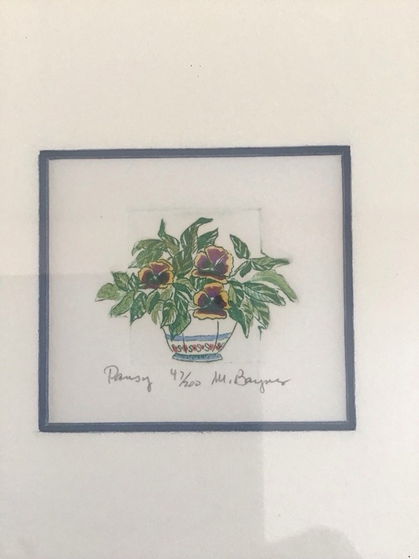 Lot 3 Miniature 2x2.5” Floral Watercolor Numbered Signed MAIJA BAYNES gallery