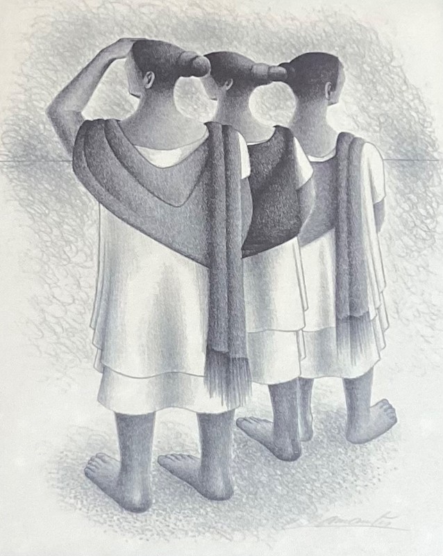 Francisco Dosamantes (Mexican/American 1911 – 1986) Lithograph Mayan Trio MCM