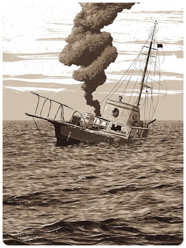 Jaws by Matthew Woodson 34/60 18” x 24” Screen Print Movie Art Poster