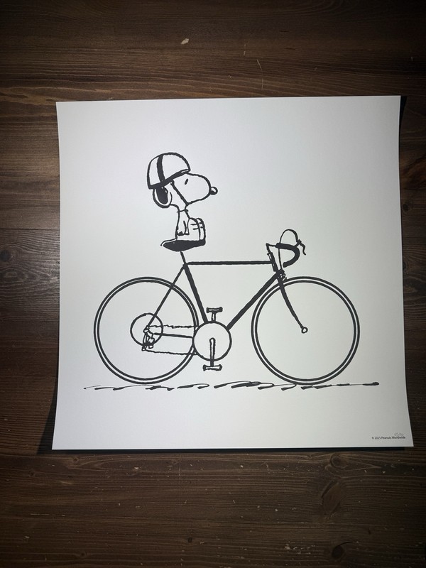 Peanuts “Cyclist Snoopy” Letterpress By Charles Schultz Art Print Poster XX/200