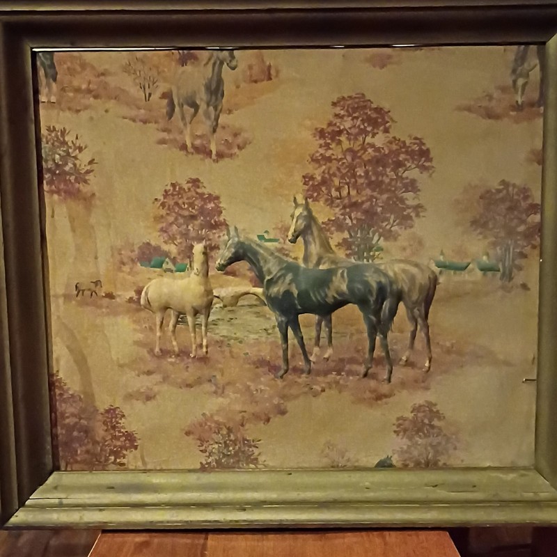 Framed Horse Print, Landscape Horses in Landscape Animal Scene Art Print