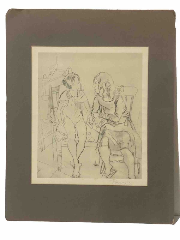 Jules Pascin (1885-1930) Hand Signed Lithograph Of Seated Females Chatting