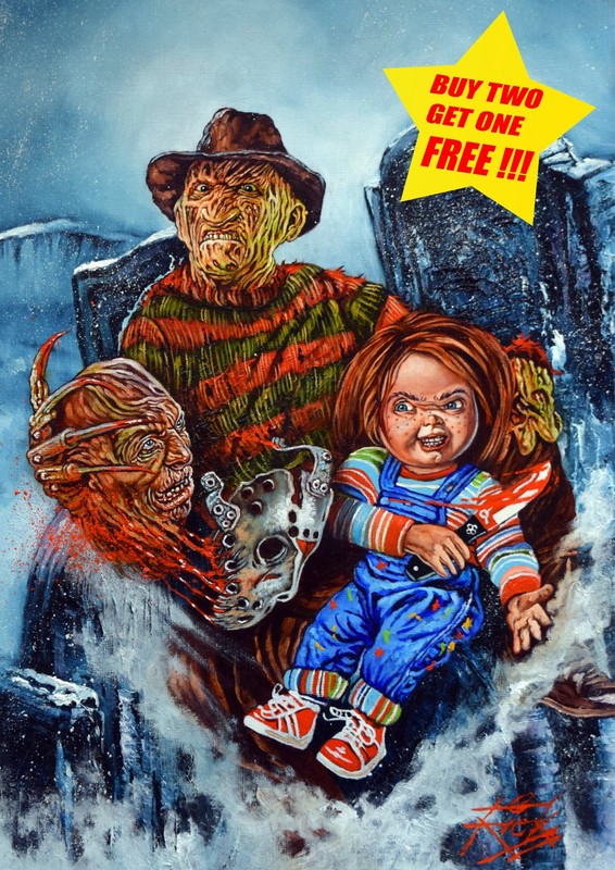 Freddy & Chucky / Fine Art Print Sleeved W Backing Board / Signed By Rick Melton
