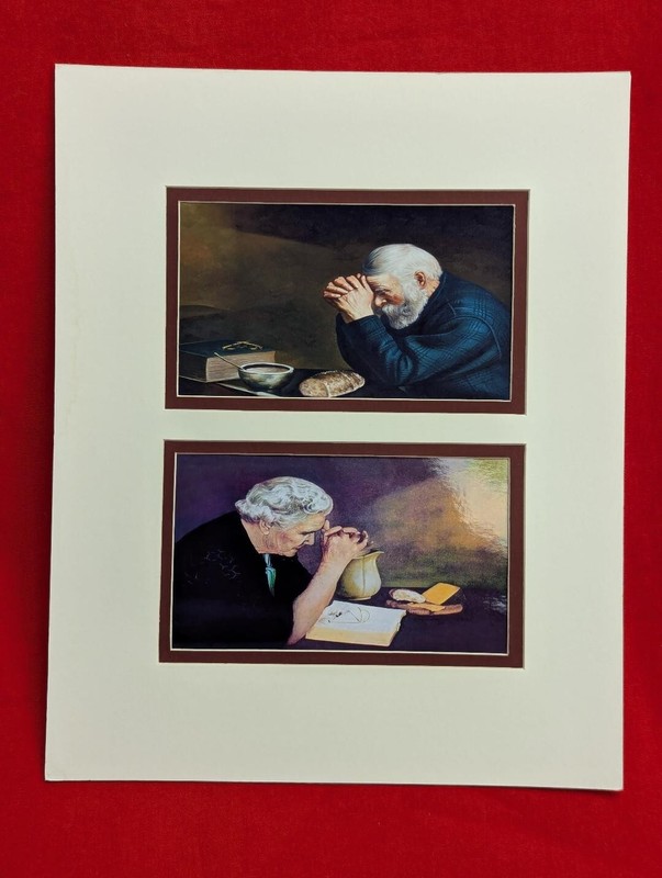 ENSTROM GARREN GRACE AND GRATITUDE MAN WOMAN PRAYING Brown Matted READY TO FRAME