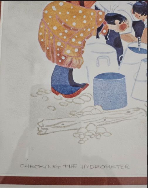 «Checking The Hydrometer» Lithograph by Rie Munoz 1990 MINT Limited Edition