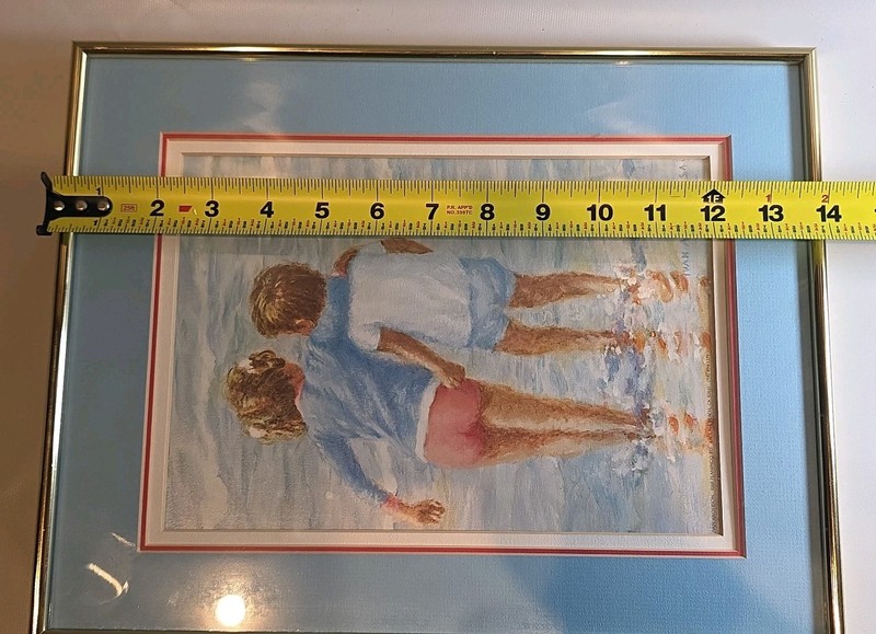 Signed Ivan Anderson "Big Sister" Kids Ocean Beach Sea Litho Print Picture Art gallery