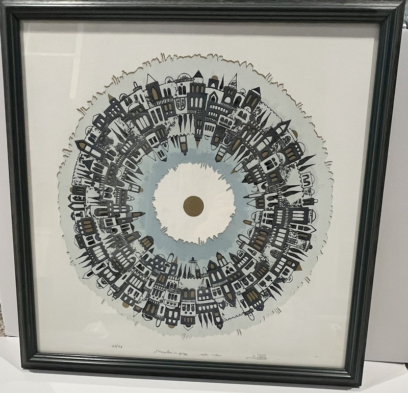 Art Print Lithograph Signed D. Lopez Numbered 28/48 - Jerusalem in Grey READ
