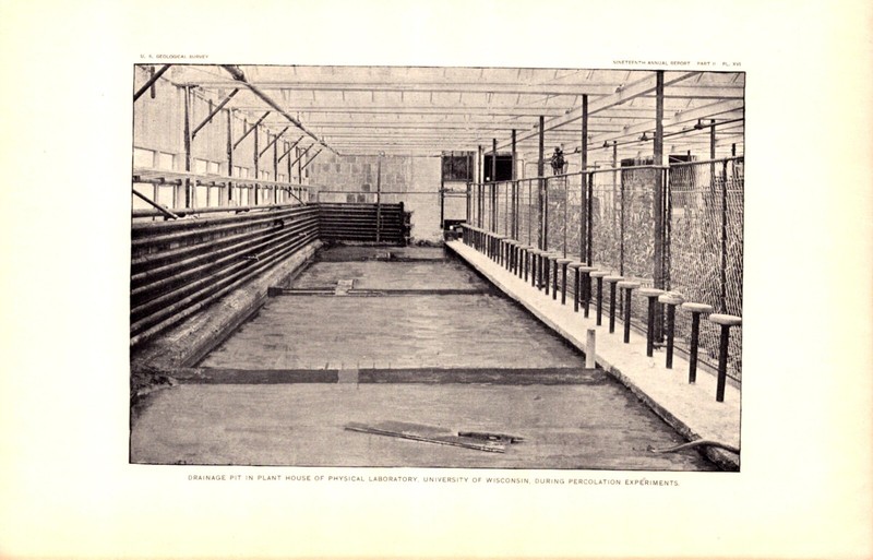 DRAINAGE PIT, PLANT HOUSE, PHYSICAL LAB, UNIV. of WISCONSIN Antique print 1898