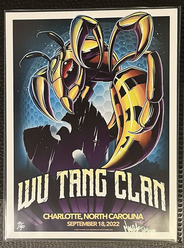 Wu Tang Clan Charlotte NC Poster Sept 18 2022 AP #50/50 Signed by Maxxer